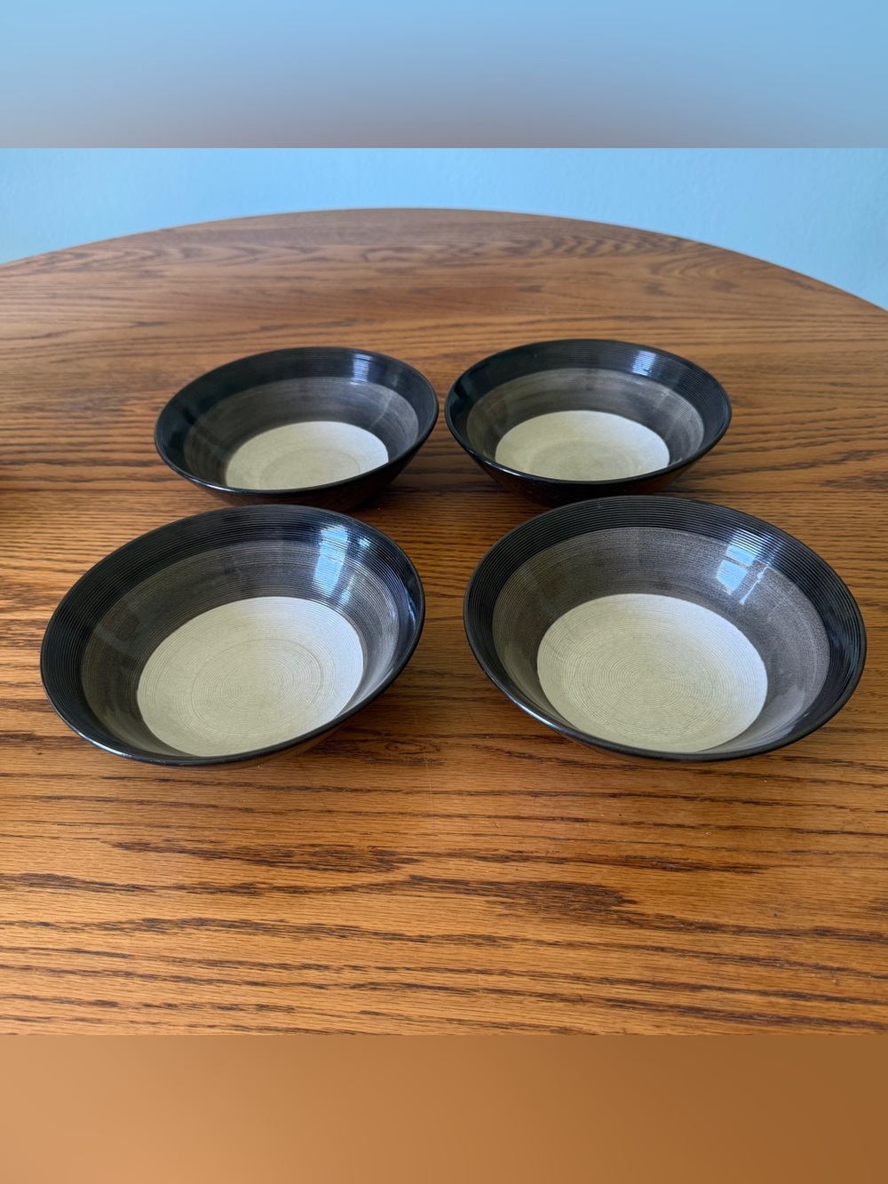 Set of 4 Sango 7.5” Soup Cereal Bowls Capri Black 4810 - Picture 2 of 10
